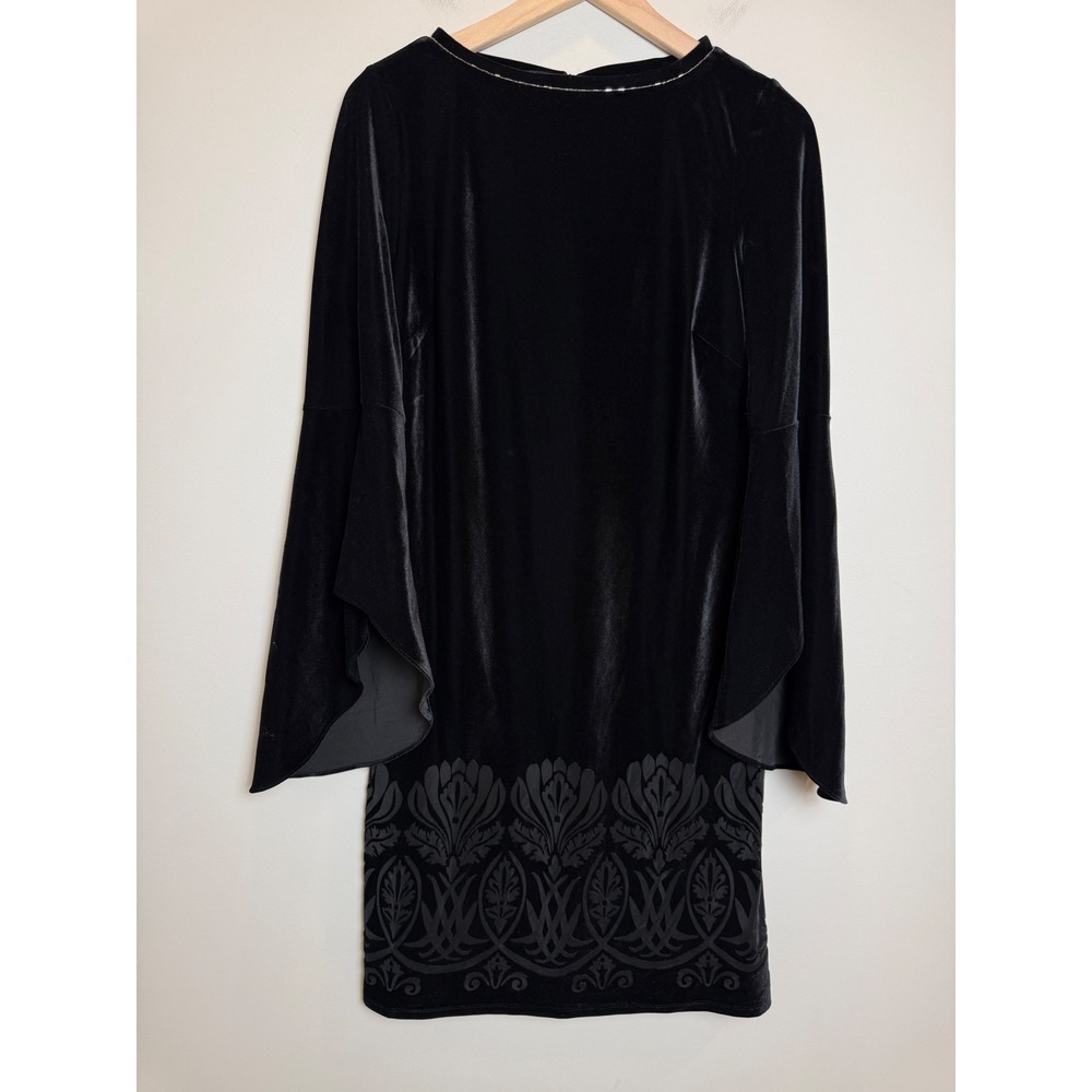 The Limited Collection S Black Velvet Damask Burnout Bell Sleeve Dress Dark Goth